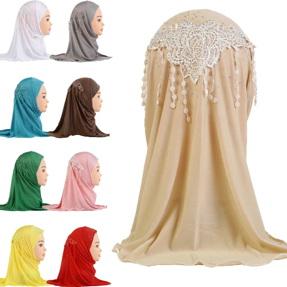 Kinder Mädchen Amira Hijab Blume Quaste 2-6 Jahre alt Ziehen auf islamischen Schal Kopf Wrap Kopftuch Turban muslimische Kinder Hut Kopfbedeckung