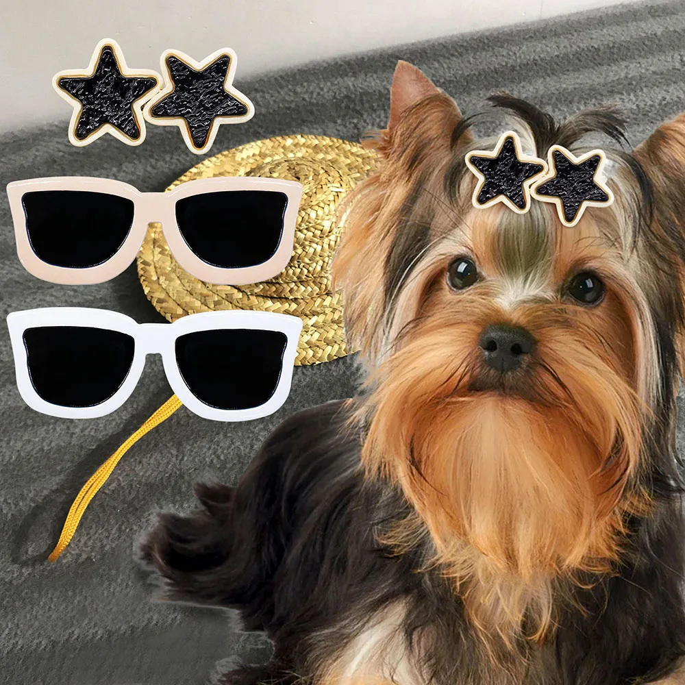 Pet Dogs Hair Clips Cool Dog Glasses Shape Dog Hairpin Puppy Cat Hair Grooming Accessories for Medium Small Dog Hair Products