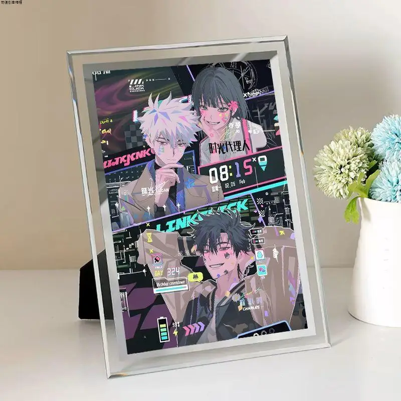 

Anime Game Link Click Lucas Charles Jo Cosplay Cartoon Glass Photograph Photo Frame Desktop Ornament Accessory Display Xmas Gift