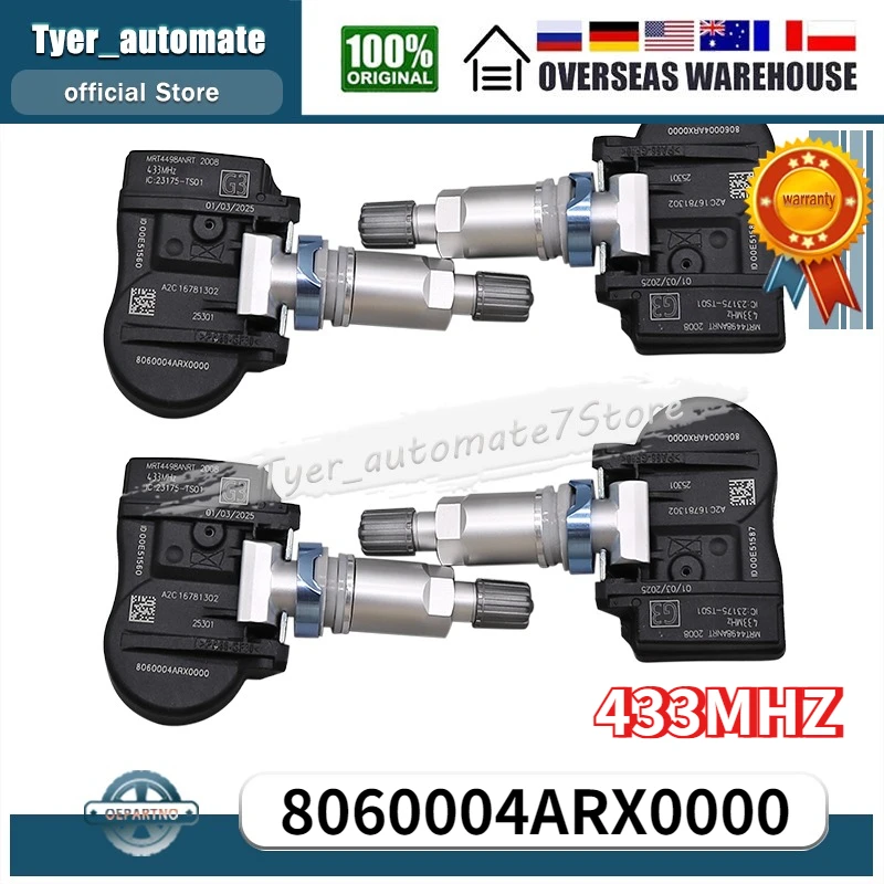 

Tire Pressure Monitor Sensor 8060004ARX0000 433MHz TPMS Sensor For AION Hyper GT IA5 S MAX HYCAN Z03 Trumpchi ES9 GS3 M6 PRO
