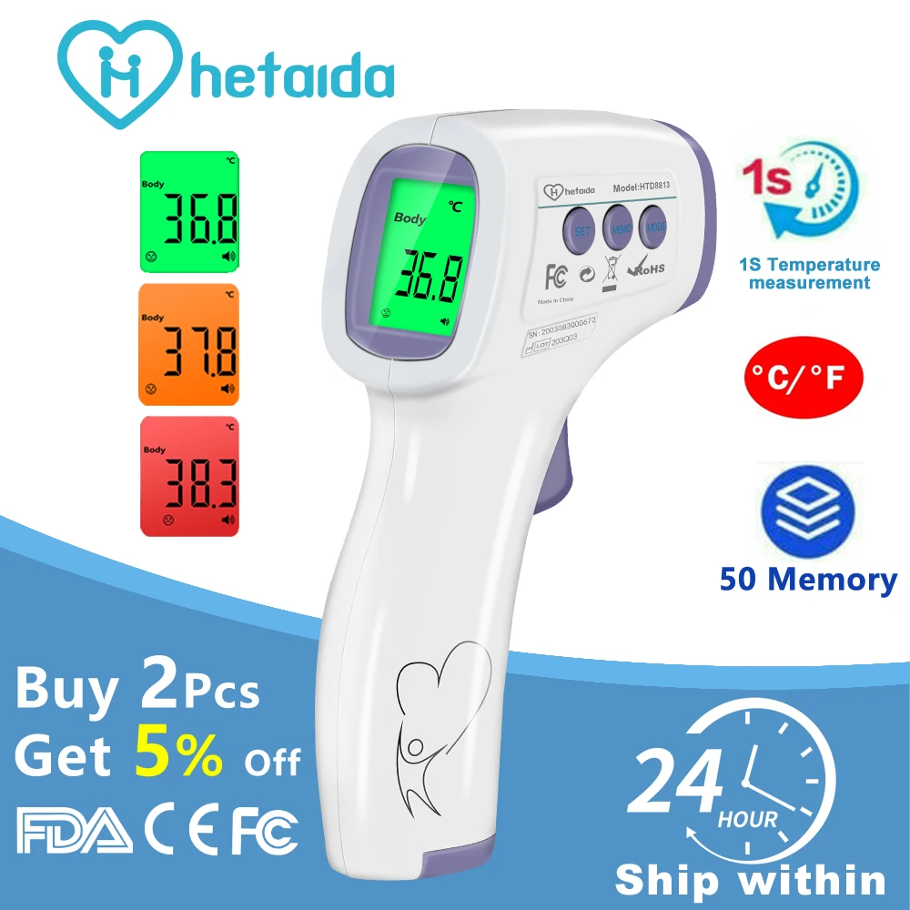 hetaida Digital Infrared Forehead Thermometer Non-contact Body Temperature Measurement Digital Thermometer For Adult & Baby 8813