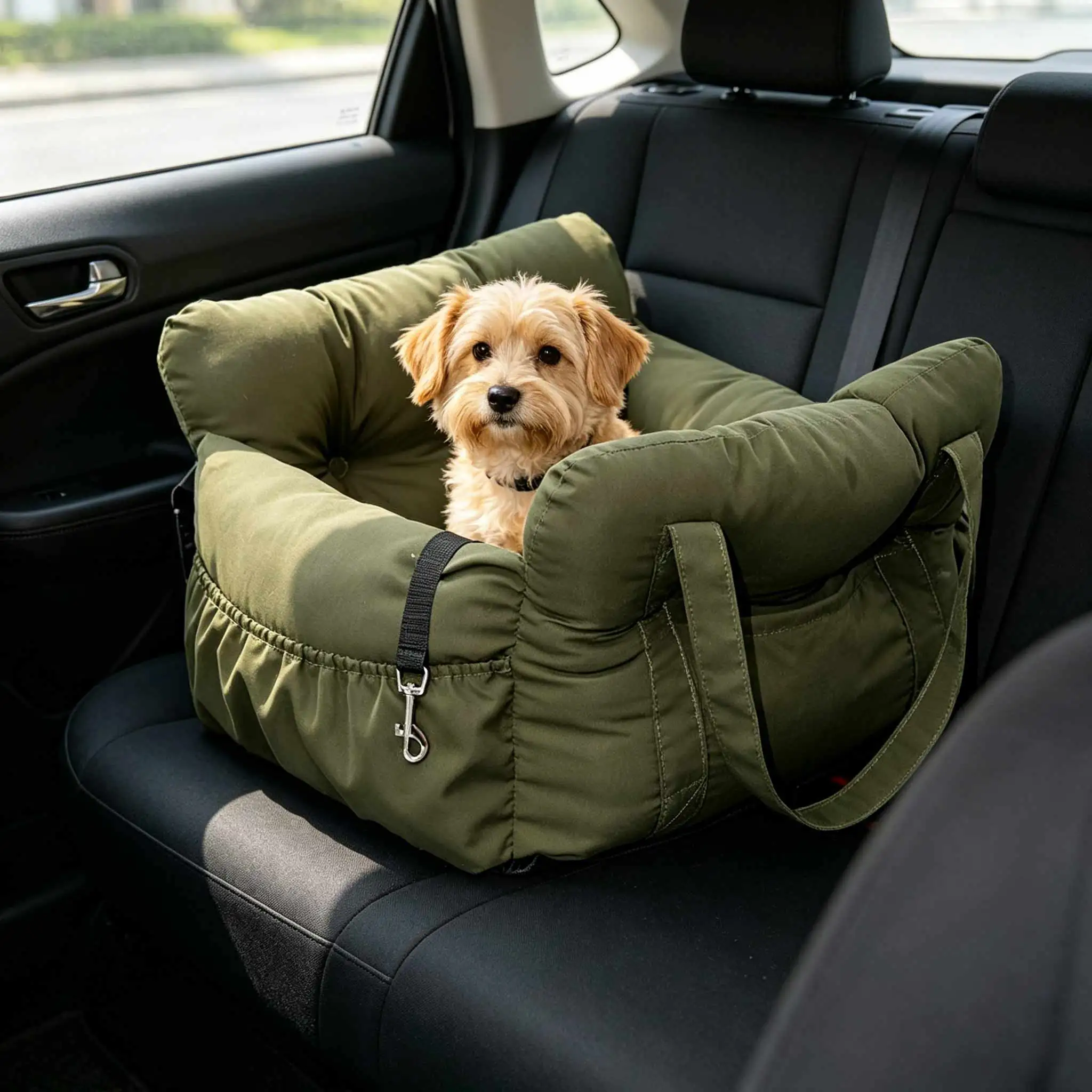 Portable Dog Car Seat Bed Soft Pet Booster Seat Washable Travel Bed for Dogs Cats Comfortable Car Carrier Cushion