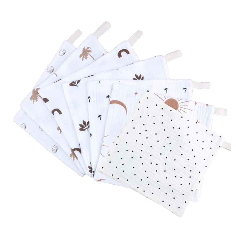 

L5YF 7PCS Infant Face Towel Kindergarten Sweat Absorb Cloths Handkerchief