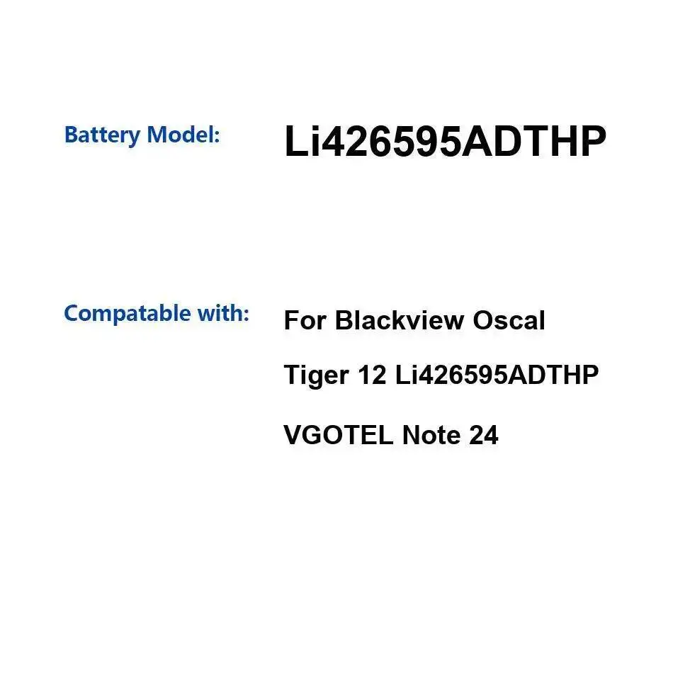 بطارية الهاتف المحمول طويلة الأمد 5000 مللي أمبير في الساعة لهاتف Blackview Oscal Tiger 12 Li426595adthp Vgotel Note 24