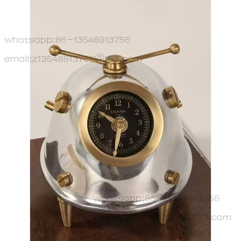 Submarine bell Brass seat clock 3inches European imitation antique creative desk clock model room decoration handicraft ornament