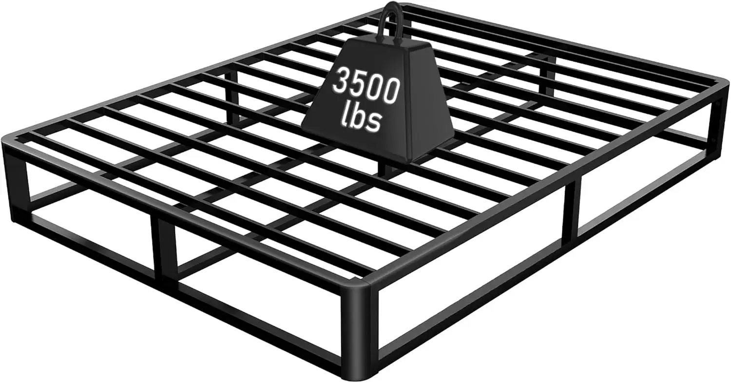 Upgrade Anti Buig-En Ronde Hoekpoten 10 Inch Metalen Kingsize Bedframe 3500 Lbs Zware Stalen Latten Ondersteunen Platformbedframes