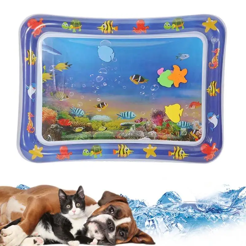 Cat Dog Sensory Water Play Mat Thickened Playing Time Water Sensor Mat Baby Play Mat Inflatable Early Education Water Cushion