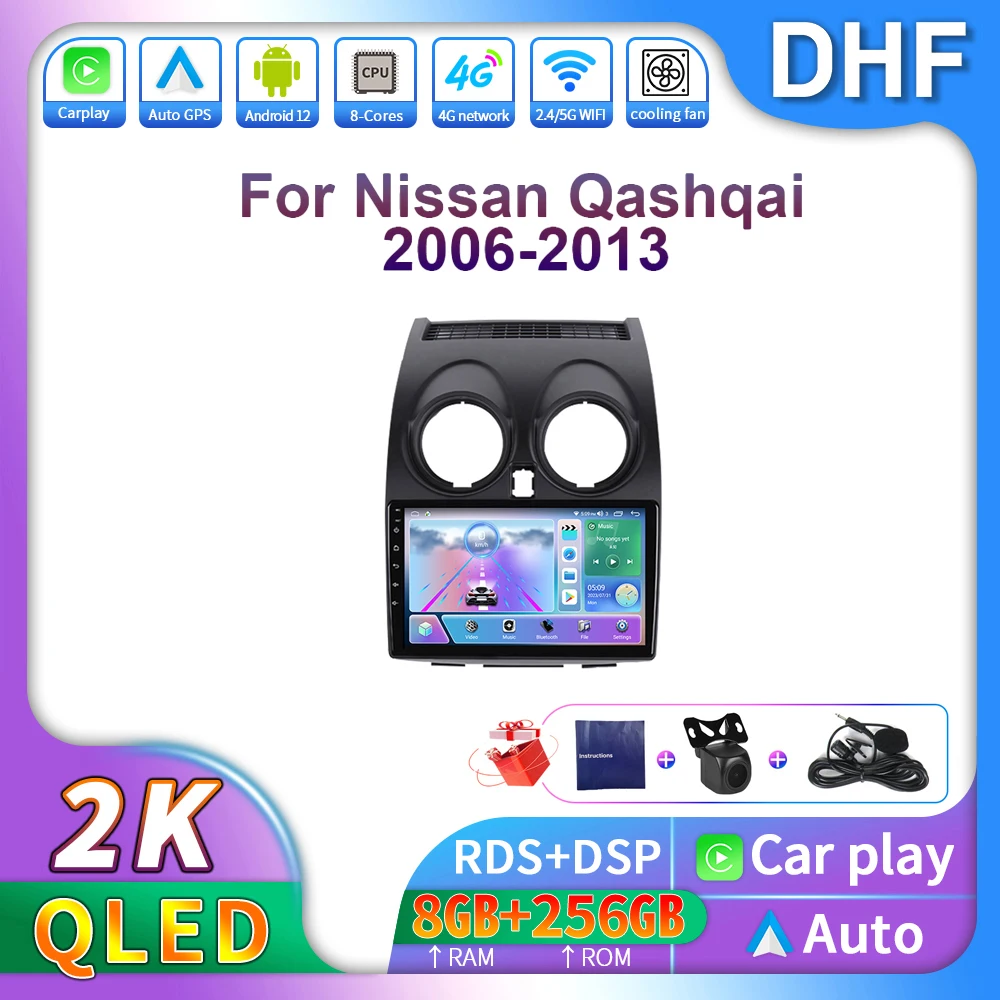 

DHF Android 13 CarPlay For Nissan Qashqai 1 J10 2006 - 2013 Car Radio Multimedia Video Player Auto Navigation GPS 2 Din Stereo