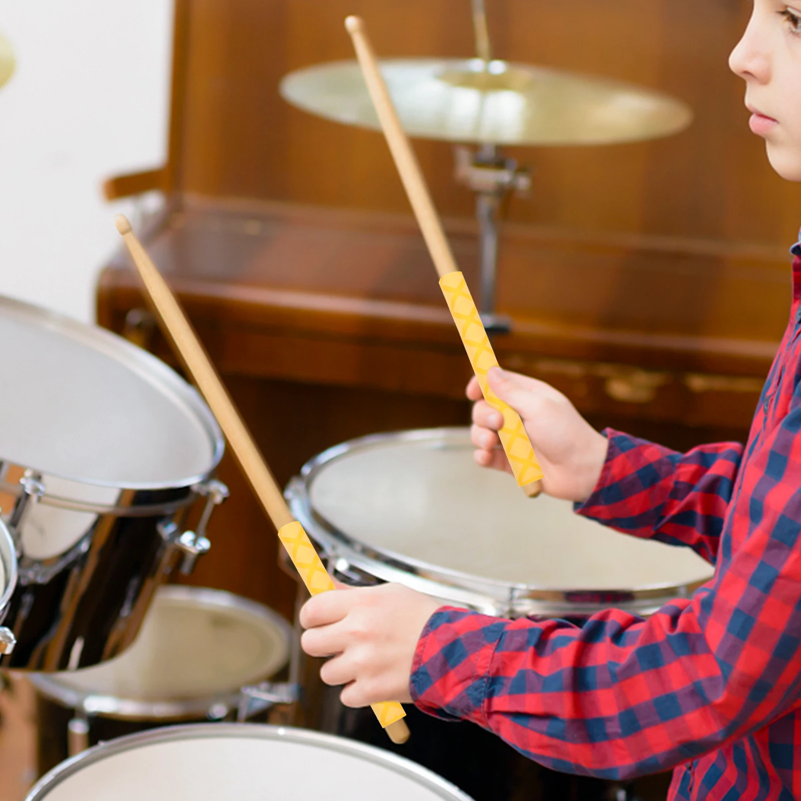 

2 Pairs Drumstick Protectors Anti Slip Grips Covers For Drum Practice Non Slip Sleeve Reusable Durable Drum Sticks Accessories