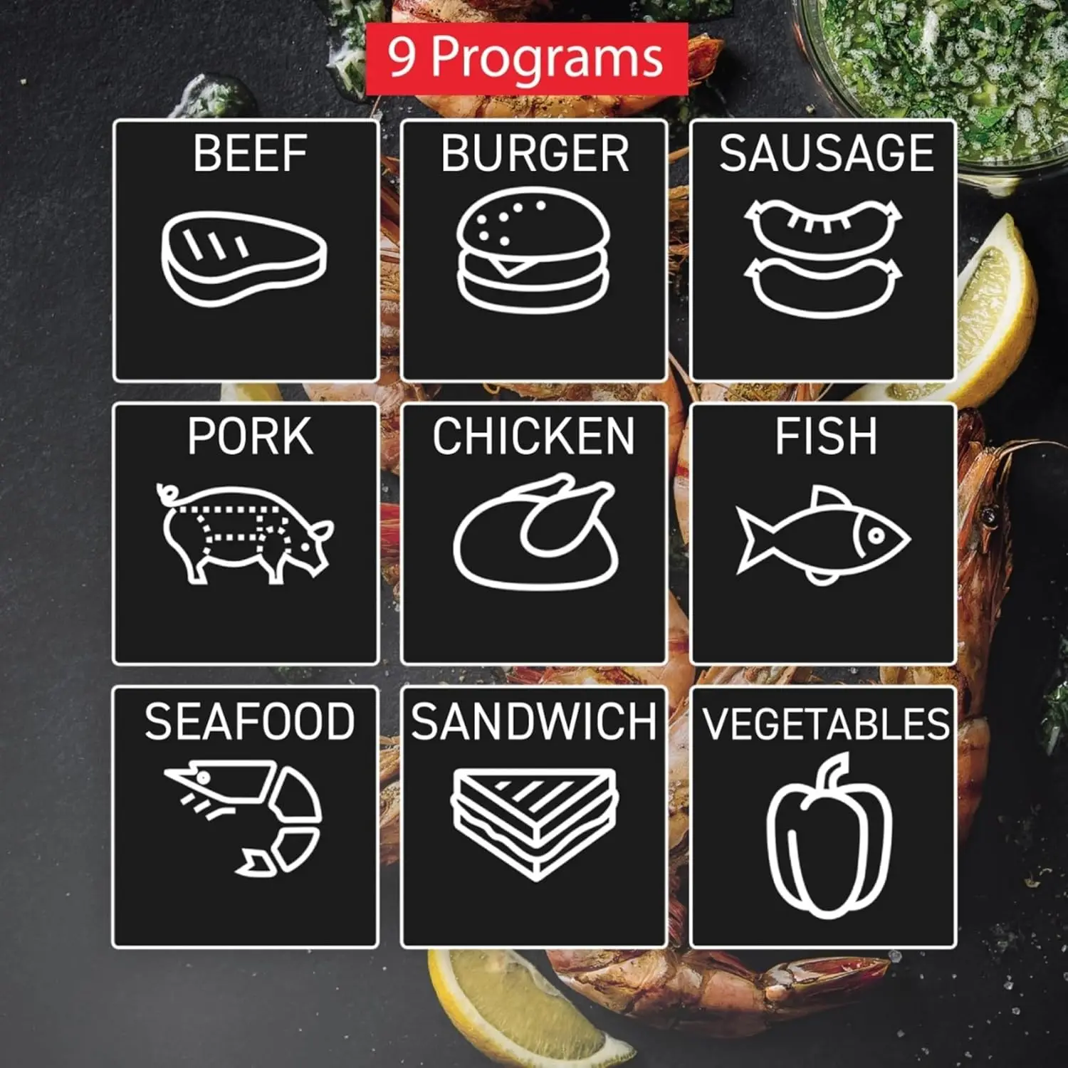 OptiGrill Stainless Steel XL Electric Grill 6 Servings 9 Intelligent Automatic Cooking Modes 1800 Watts Nonstick Removable Plate