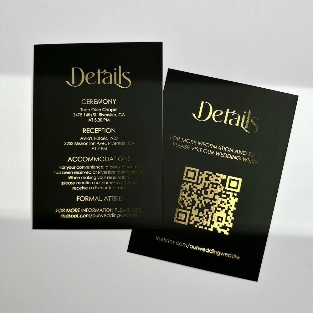 20pcs Wedding Table Card Custom Wedding Invitations Gold Foil Details Card Qr Code Thank You Card Ceremony Wedding Party Decor