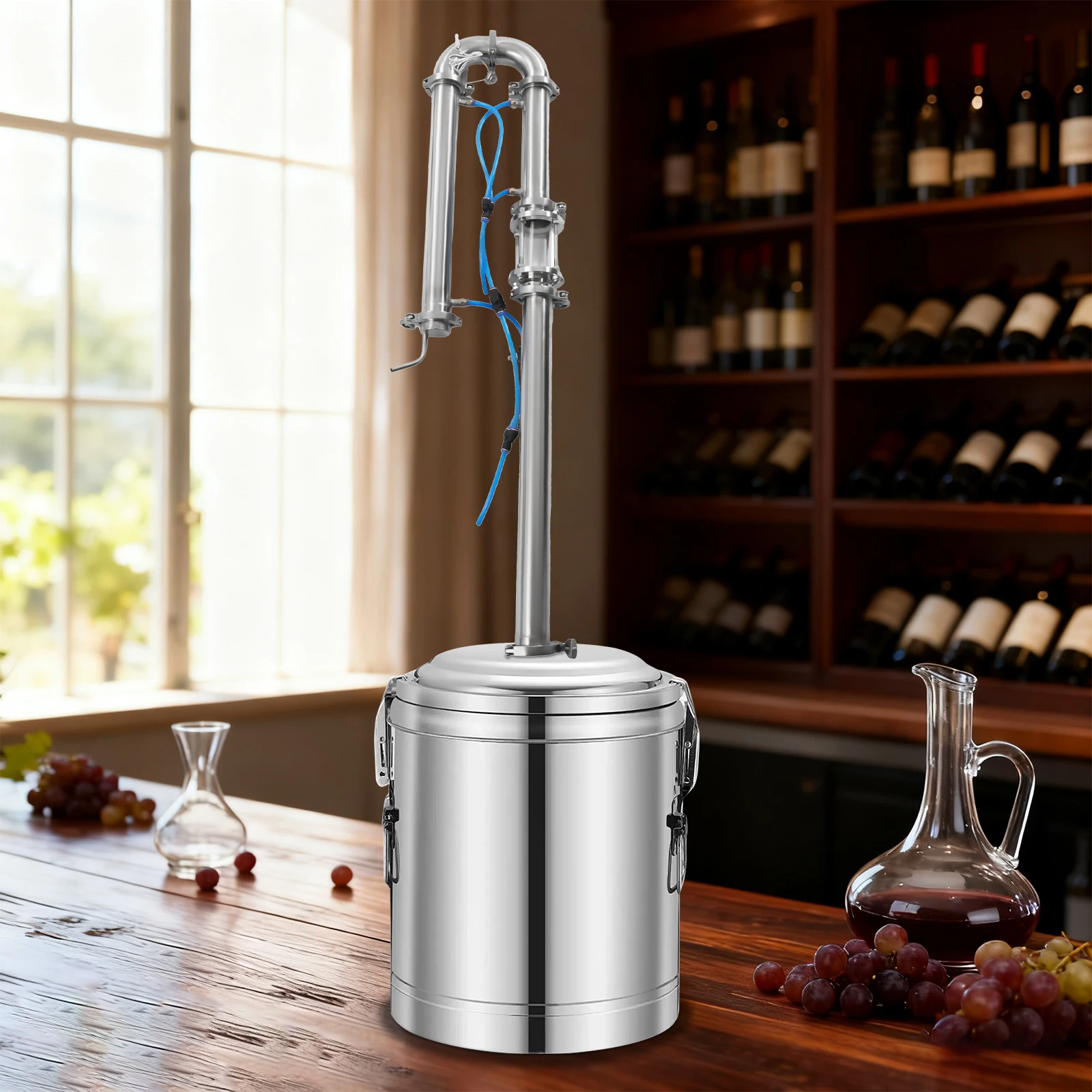 طقم عمود تقطير الكحول من الفولاذ المقاوم للصدأ مقاس 2 بوصة زجاج رؤية شبكي نحاسي لتخمير المنزل ويسكي براندي النبيذ