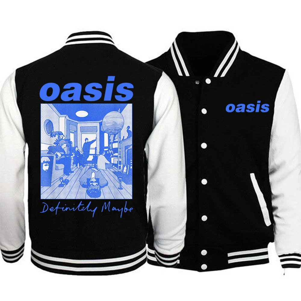 Oasis Definitely Maybe Baseball Uniform Women Men Hoodie Fan Gift Sweatshirts Unisex