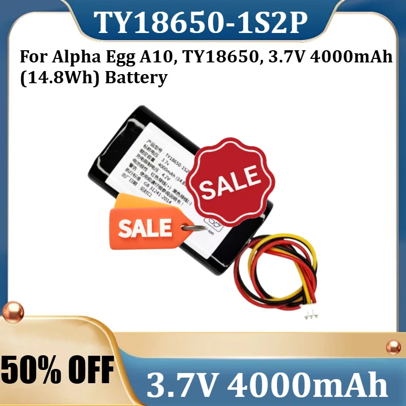 

Для Alpha Egg A10, TY18650, 3.7V 4000mAh (14.8Wh) — новый высококачественный литий-ионный аккумуляторный блок TY18650-1S2P