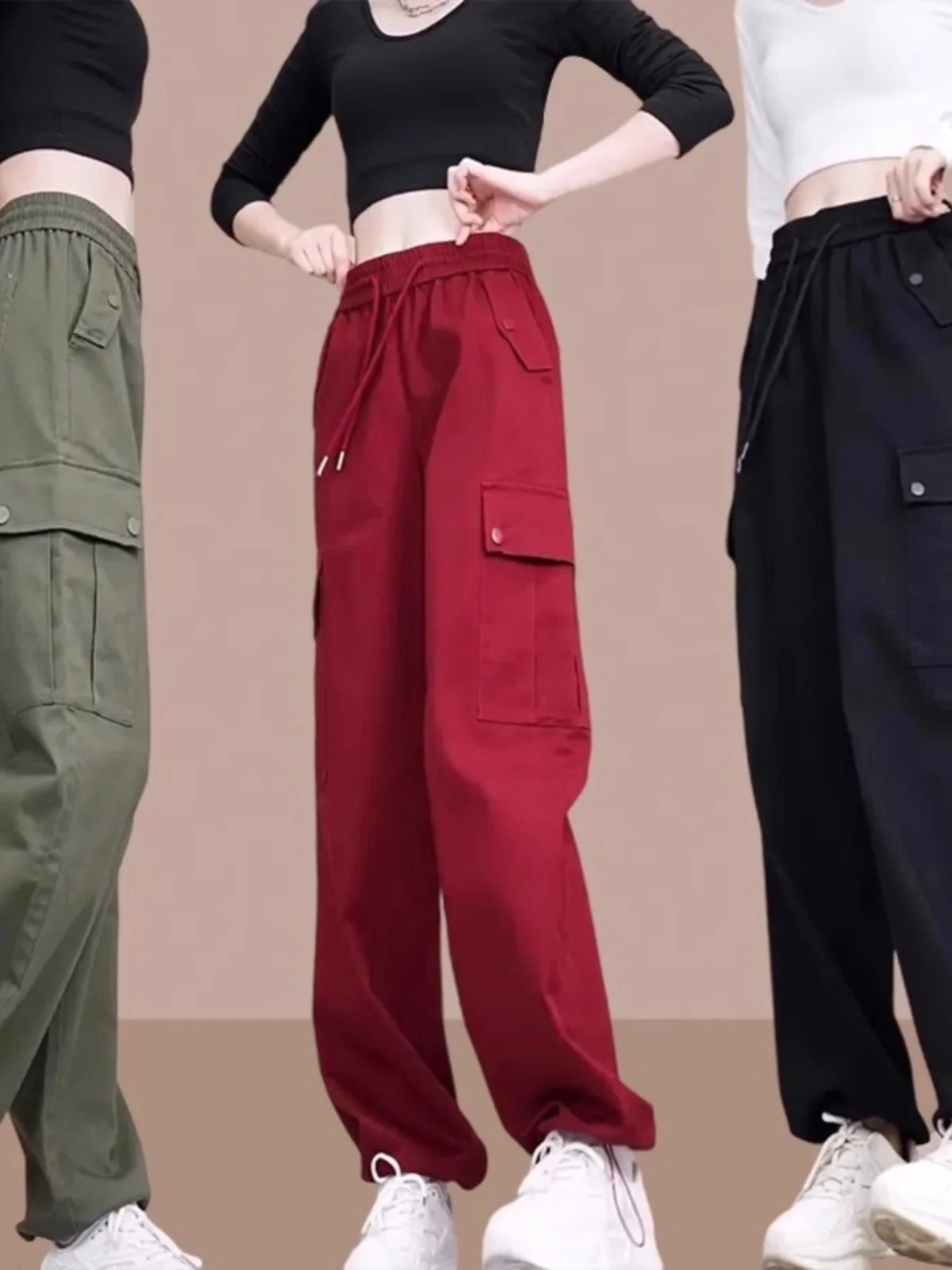 Spring Autumn New Style Loose High Waist Casual Sports Pants Women's Workwear Trousers Harlan Pants All-Match Cuffed