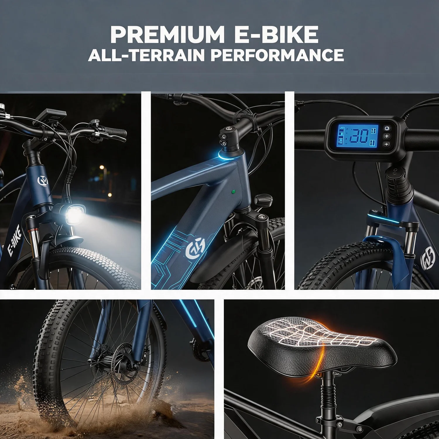 Electric Mountain Bike, 500W Motor, Full Suspension, Pedal Assist, Removable Battery, Free Lock & Tool Kit, for rough terrain e-bike, trail racing ebike view 6