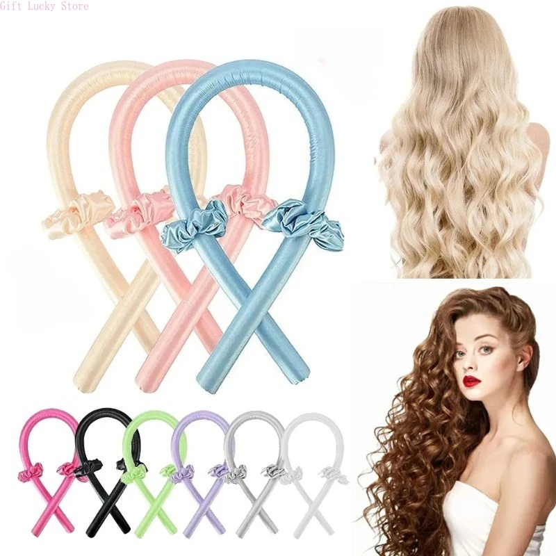 

Heatless Curling Rod Headband No Heat Silk Curls Ribbon Hair Rollers Sleeping Soft Headband Lazy Hair Curlers Hair Styling Tools