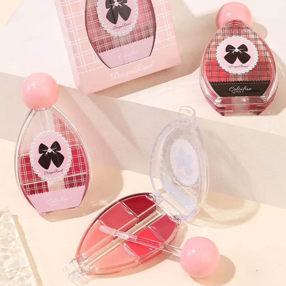 Palette de rouge à lèvres solide de Six couleurs, maquillage longue durée, brillant à lèvres hydratant, conception automatique, Collection de 6 couleurs