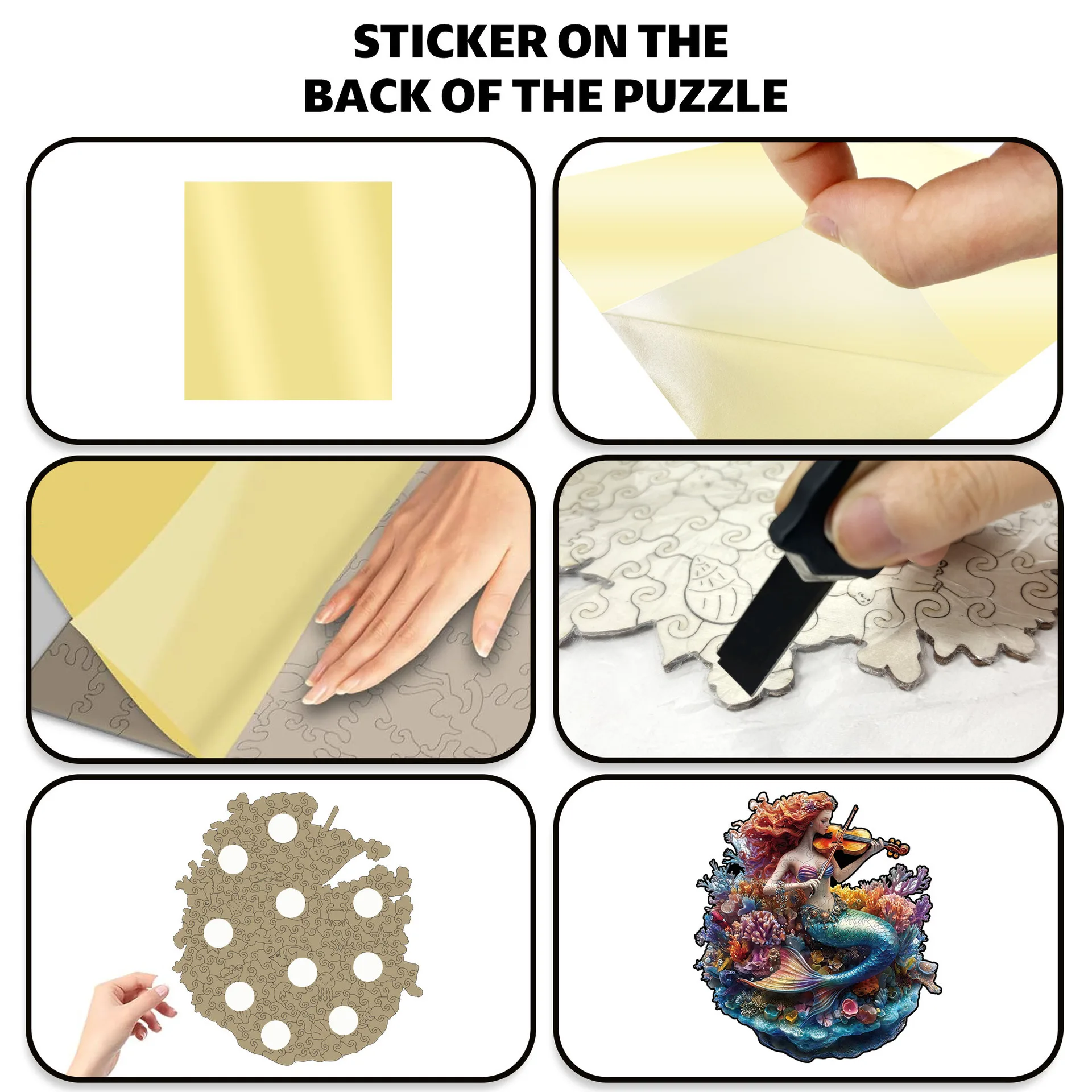 150/206 Stück Holz-Meerjungfrau-Puzzle, Spielzeug, unregelmäßig geformtes Puzzle, stressabbauendes Spiel, Geburtstag, Weihnachtsgeschenke für Kinder und Erwachsene