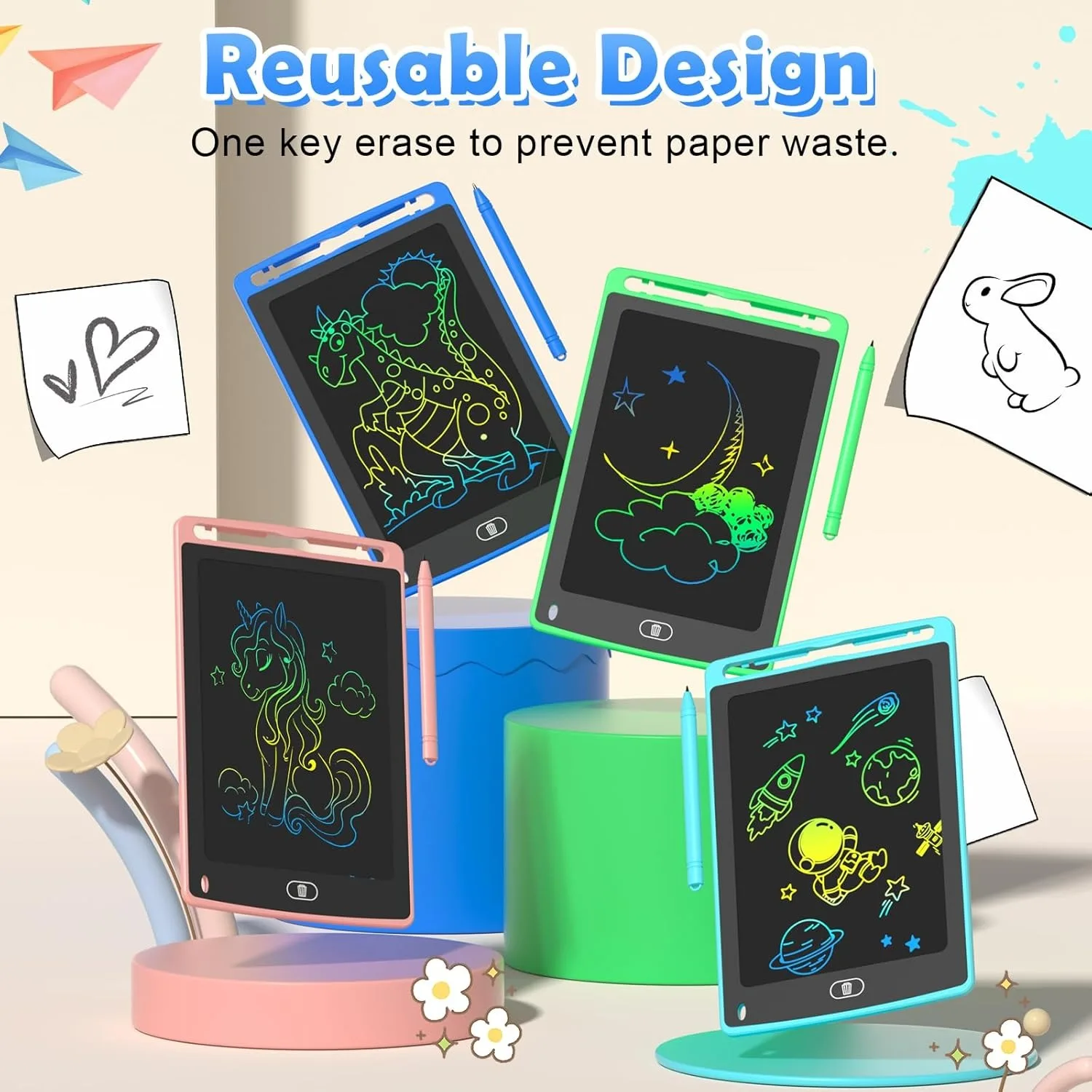 Pack LCD Writing Tablet for Kids, 8.5 Inch Colorful Doodle Board Drawing Tablet, Educational Learning Toys Birthday Gifts for Boys Girls Age view 5