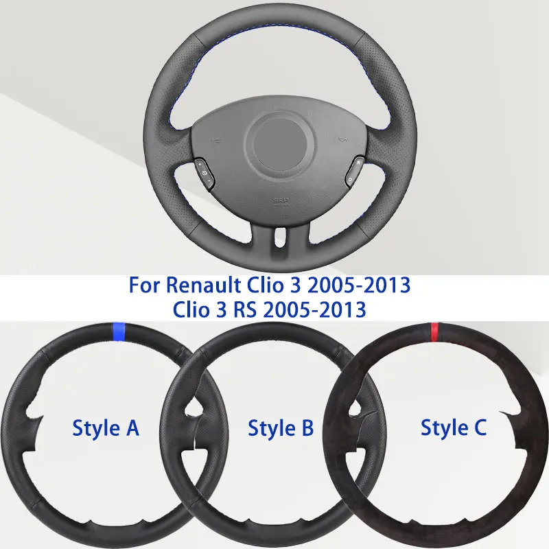 

OEM Black Microfiber Synthetic Leather Car Steering Wheel Cover For Renault Clio 3 2005-2013 Clio 3 RS 2005-2013 Damping Grip
