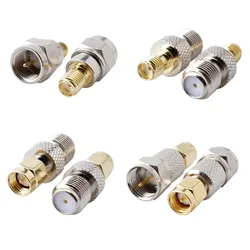 2Pcs/lot SMA To F Female Male Straight Connector F To SMA Adapter Coax Connector Brass Gold Plated Copper