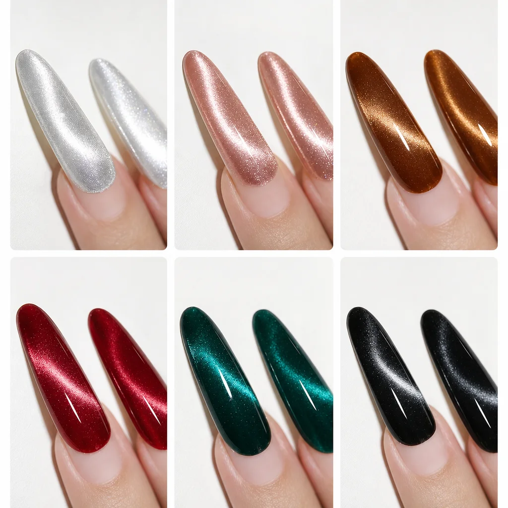 6 Colors 10ml Cat Eye Nail Polish Set Semi-Permanent UV Gel DIY Spring/Summer Nail Art Collection 1 Box