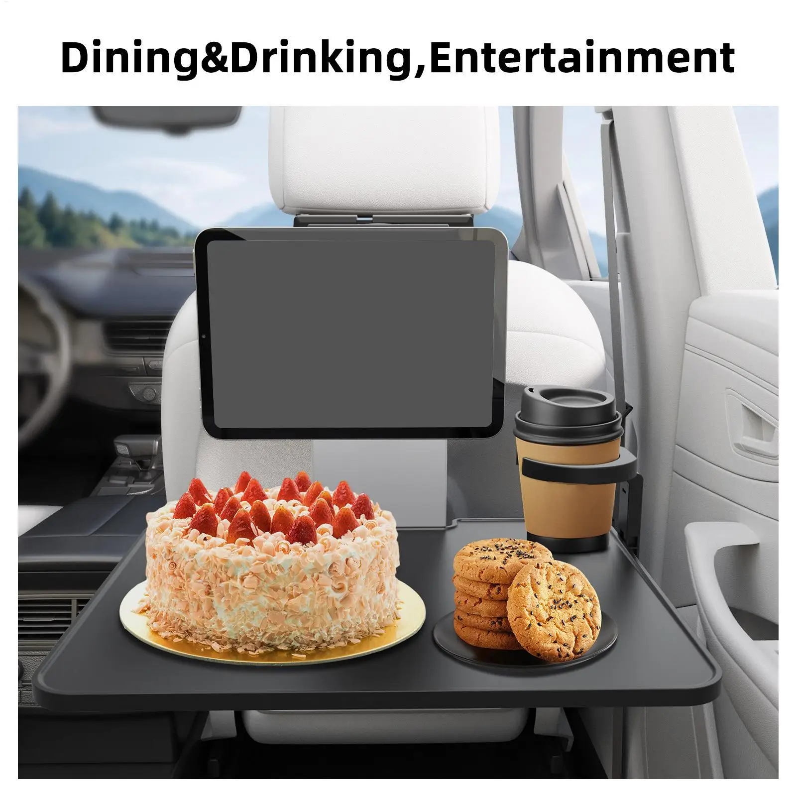

Multifunctional Car Rear Seat Dining Table universal Foldable Car Laptop Holder for long journeys children dining and entertainm