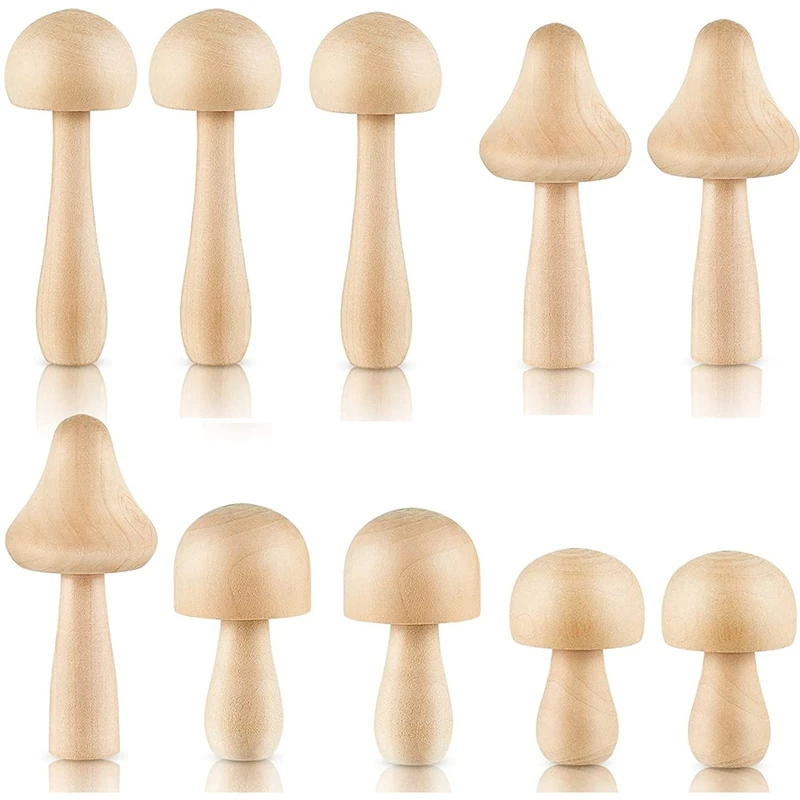 

10 Pieces Big Sizes Unfinished Wooden Mushroom Unpainted Wooden Mushroom For Arts And Crafts Projects Decoration