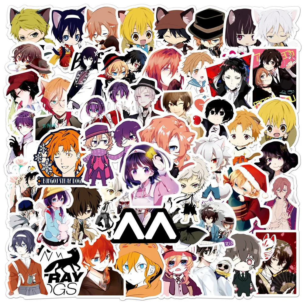 50pcs Cartoon Anime Bungo Stray Dogs Nakajima Atsushi Series Graffiti Stickers Suitable for Helmet Wall Decoration DIY Sticker