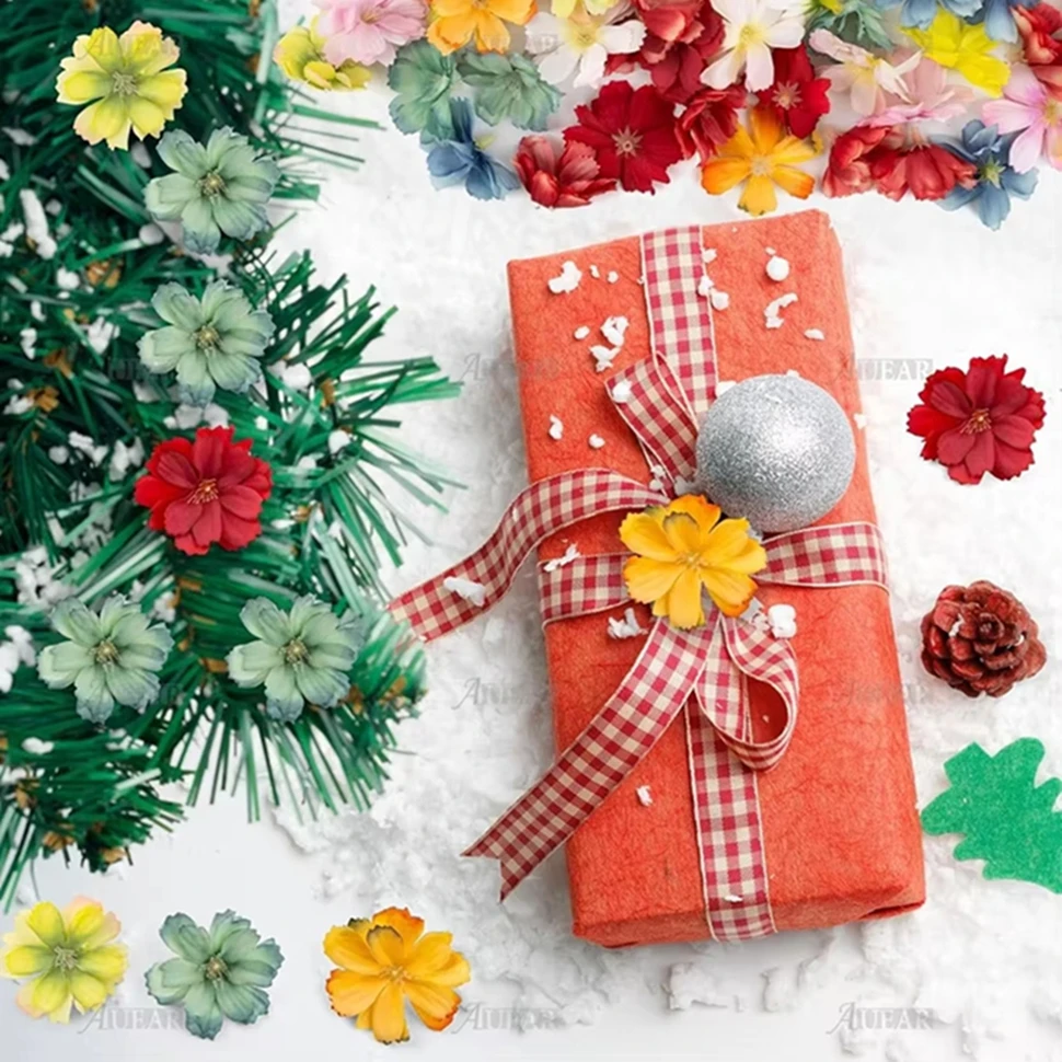 

50Pcs Artificial Flowers Silk Mini Daisy Home Wedding Decor Gift Box Filler Scrapbook Plants Festival Wreath Headdress Accessory
