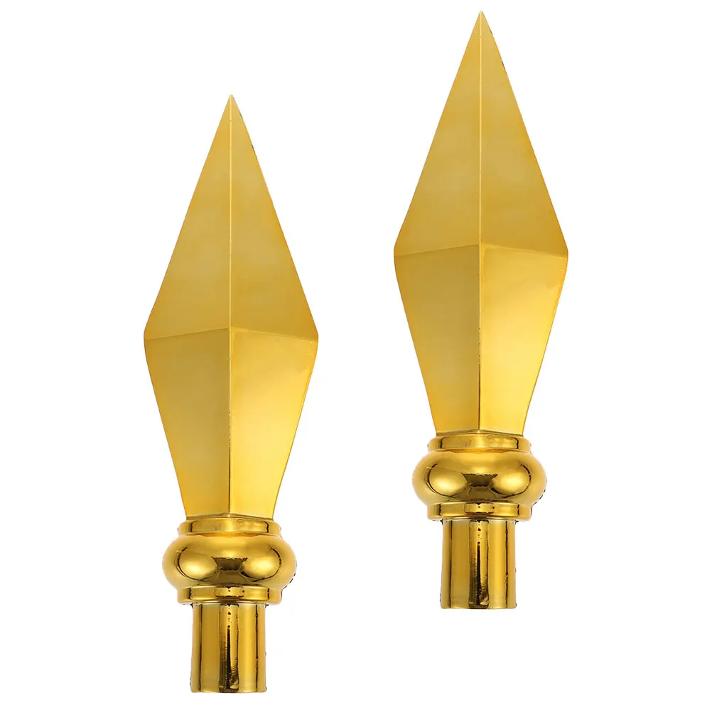 

2pcs 2 Golden Flagpole Heads Garden Ornaments Mount Accessories Heavy Duty Aluminum Easy Install Practical Long Use Flag Topper