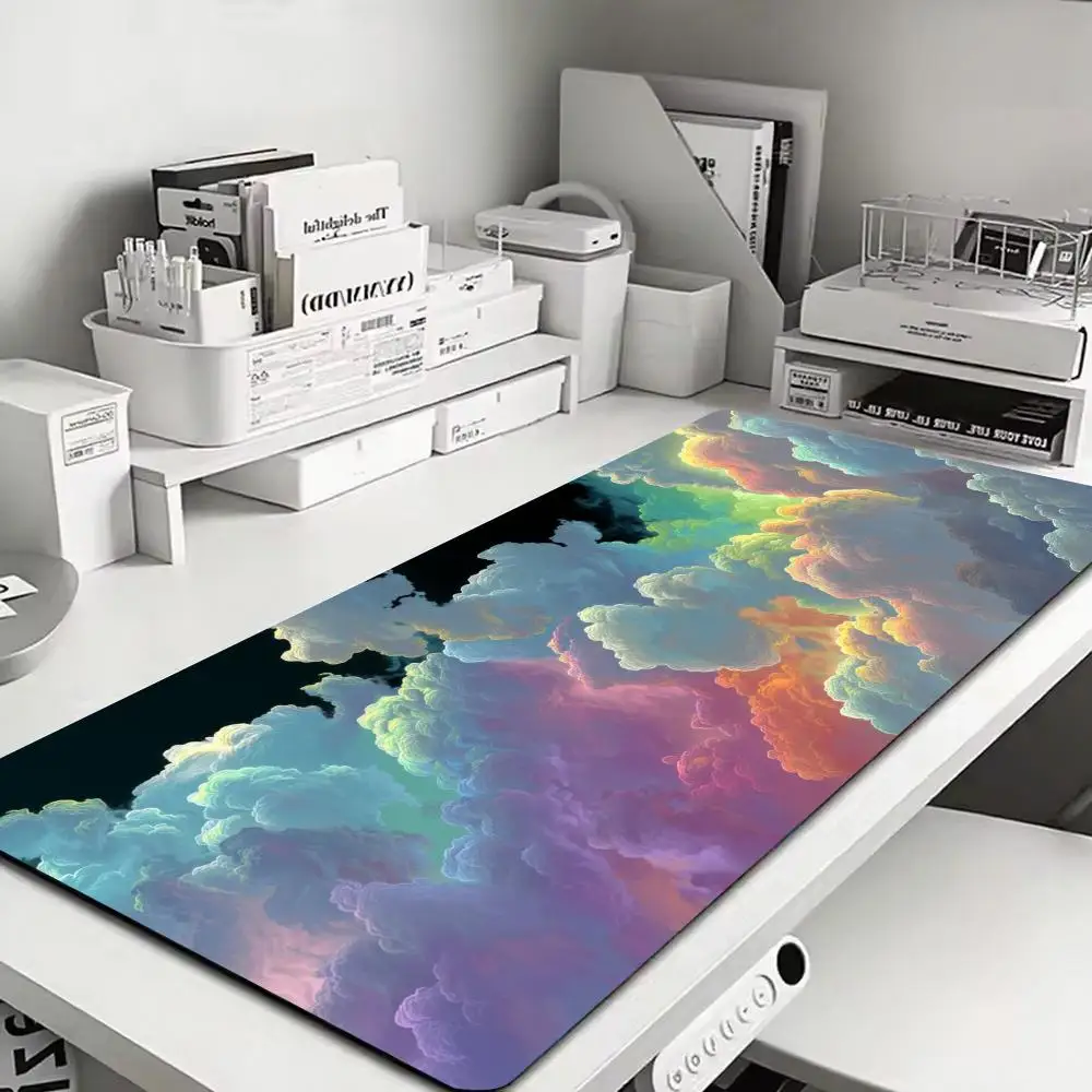 قوس قزح الغيوم ماوس الوسادة متعددة الحجم عدم الانزلاق الألعاب ماوس الوسادة ألعاب الرياضة الإلكترونية ماوس حصيرة لعبة لوحة المفاتيح الميكانيكية XXL حصيرة مكتبية