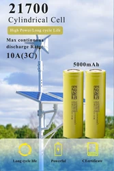 Original 21700 Battery 5000mah High Capacity 3.6V INR21700-50E Current Lithium Rechargeable Batteries for Toys Electric Bicycle