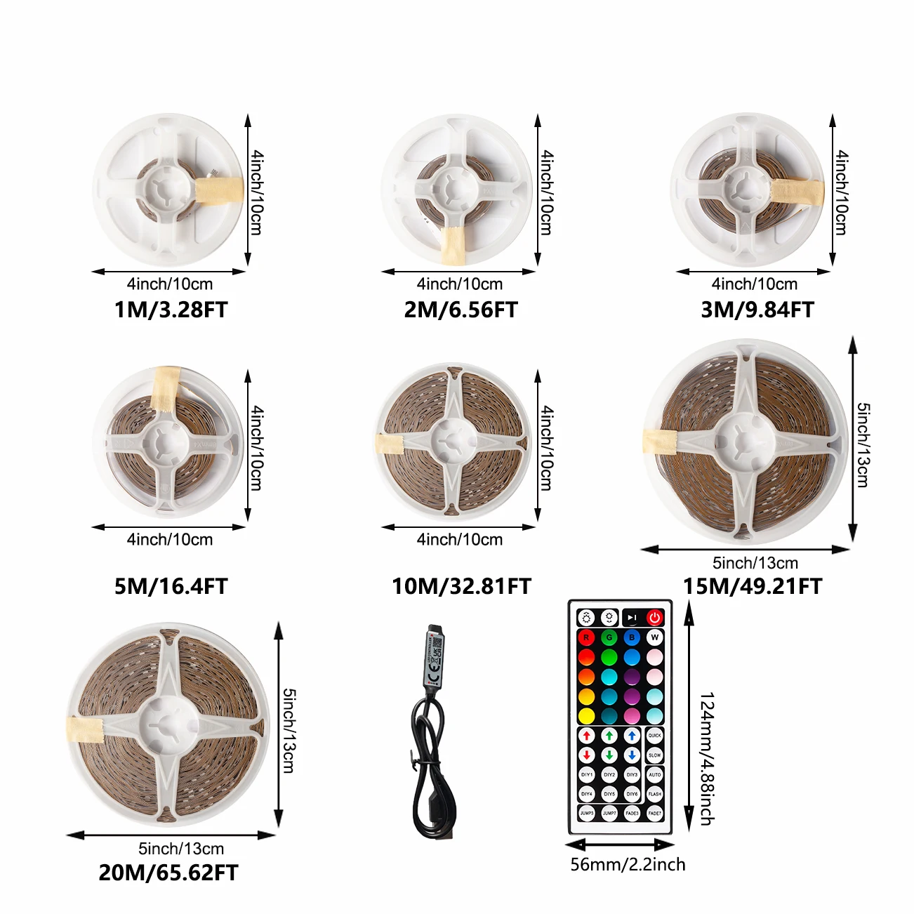 Smart 5V USB LED Strip Lights 24 Key Remote APP Control Music Sync RGB Color Bluetooth for Home Bedroom Decor Game TV Backlight