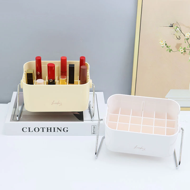 

Lipstick Storage Box Green Light Luxury Style Lip Glaze Storage Rack Dustproof Transparent Tabletop Lipstick Box Organizing Rack