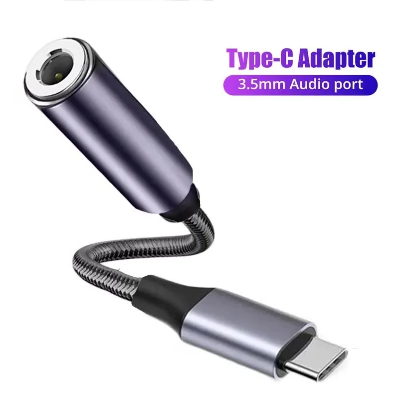Type C to 3.5mm Headphone Adapter USB-C To 3.5mm Jack Audio Cable Earphone Audio Adapter For iPhone Huawei Xiaomi Oneplus Realme
