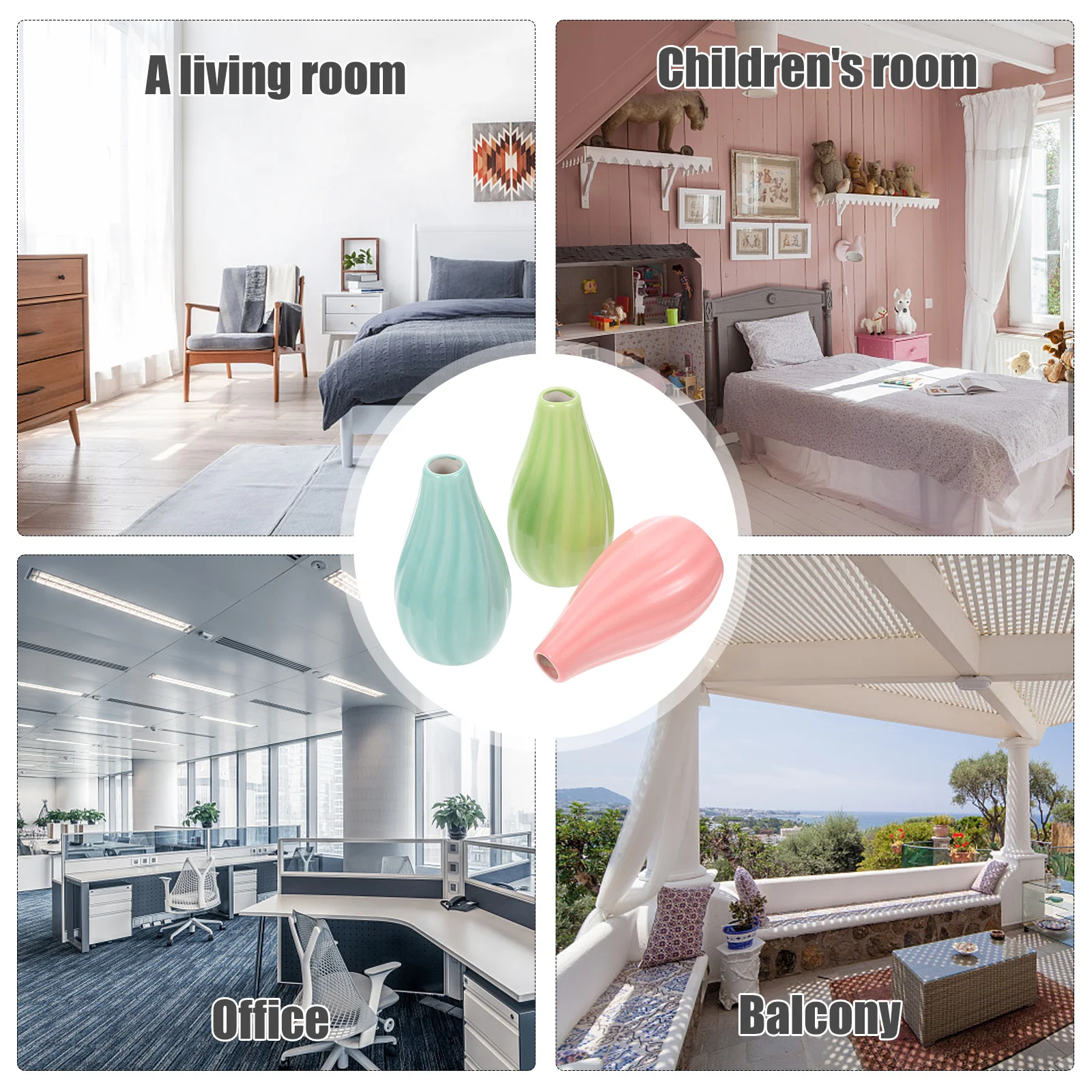 

3Pcs Creative Ceramics Vase Mini Desktop Hydroponic Flower Pot Decorative Tabletop Vase Ornament Flower and Plant Container