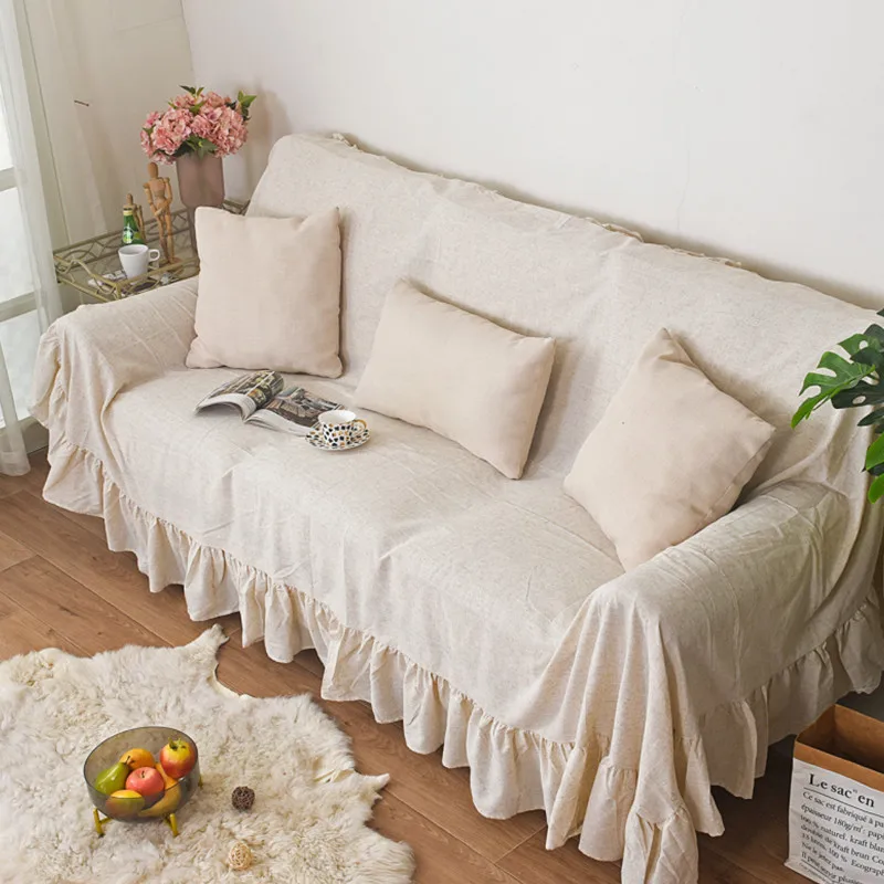 

Ruffled Cotton Linen Sofa Cover Blanket Sofa Towel for Living Room Furniture Decor Tapestry Couch Cover for Sofas