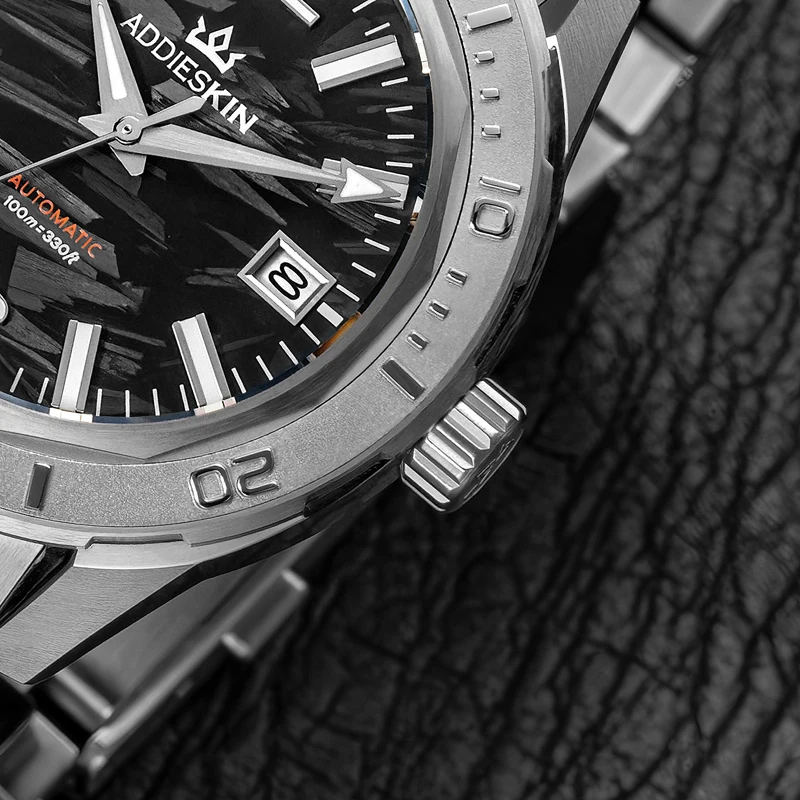 AddiesKin K007 Men Automatic Mechanical Watch Miyota 9015 Carbon Fiber Dial Sapphire Crystal BGW9 Super Luminous 100M Waterproof