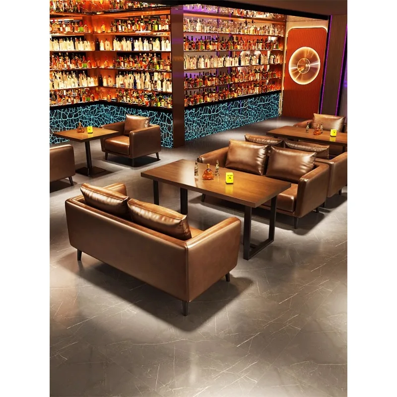 Bar Solid wood tables and chairs Clear bar Industrial style restaurant Booth sofa Cafe BBQ restaurant Bistro tables and chairs