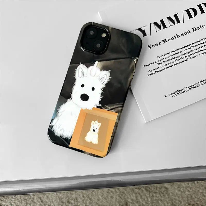 Ins Cartoon Dog Painter Case for iPhone 14 13 Pro Max 12 11 Pro Plus Anti Drop Protective Hard PC Acrylic Cover