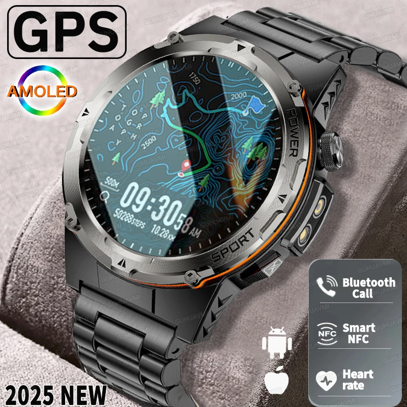 

2025 Популярные спортивные умные часы с GPS на открытом воздухе для мужчин 3ATM IP69K Водонепроницаемые 500 мАч Инфракрасные NFC HD Смарт-часы с вызовом для Huawei Xiaomi