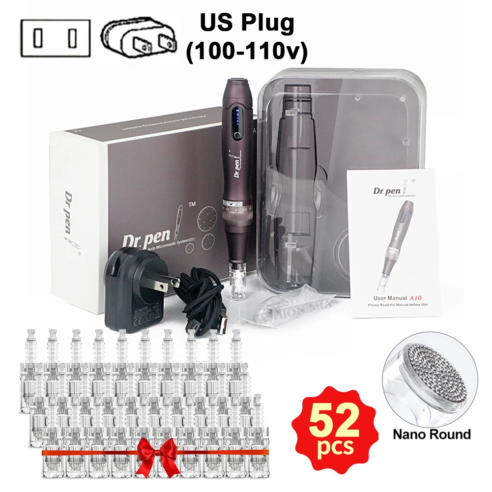 Wireless A10 Dr Pen Ultima Original Derma Microneedle 52 Pcs Round nano Cartridge 5 Speed Professional Microneedling Skin Care