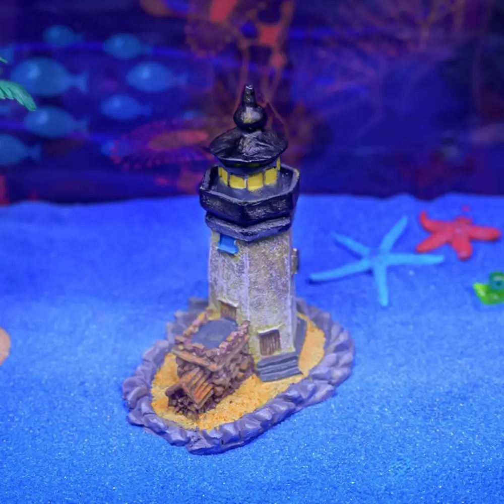 Nautical Themed Submerged Lighthouse Ornaments Resin Simulation Lighthouse Figurine Lifelike Underwater Lighthouse Landscaping