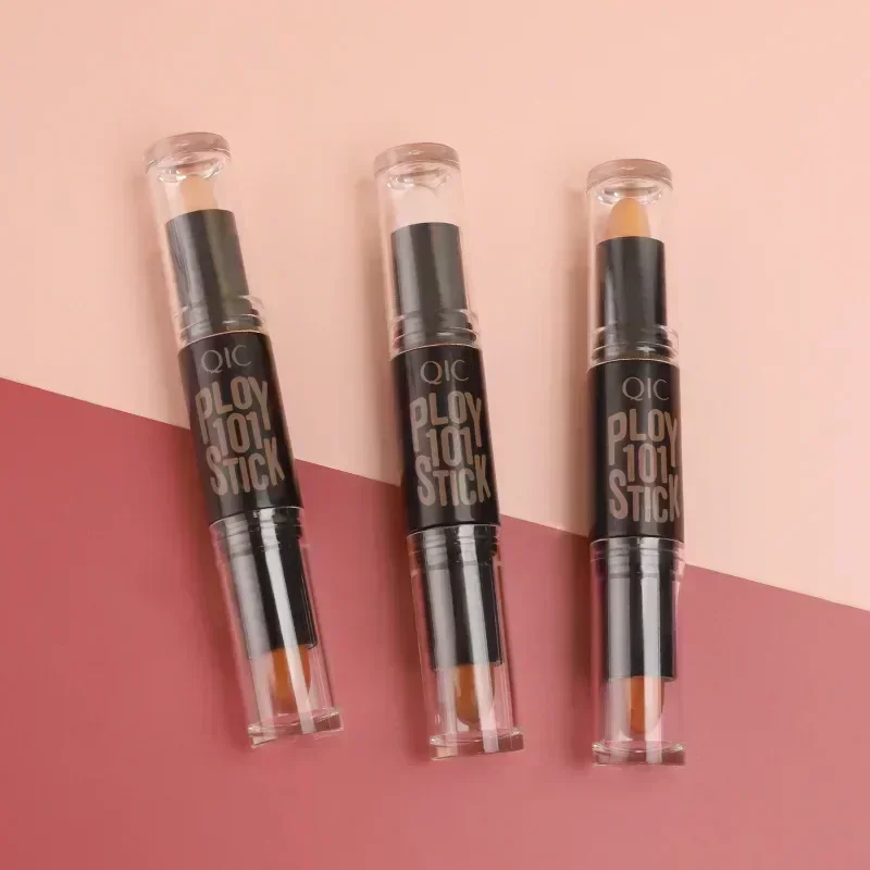 QIC Double Head Contour Stick Three-dimensional Face Brighten Skin Colour Highlight Stick Waterproof Oil-control Concealer 5.6g