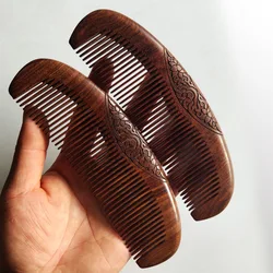 1pcs Natural Sandalwood Comb Head Scalp Massage No Static Detangling Handmade Wooden Comb for Curly Straight Hair Styling