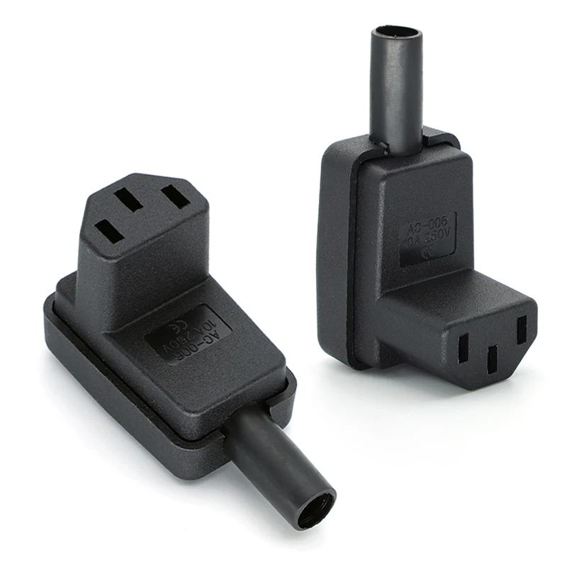 

90 Degree Angled IEC 320 C13 Female Plug Electrical AC Plug 10A 250V Power Cord Cable Assemble Connector Black