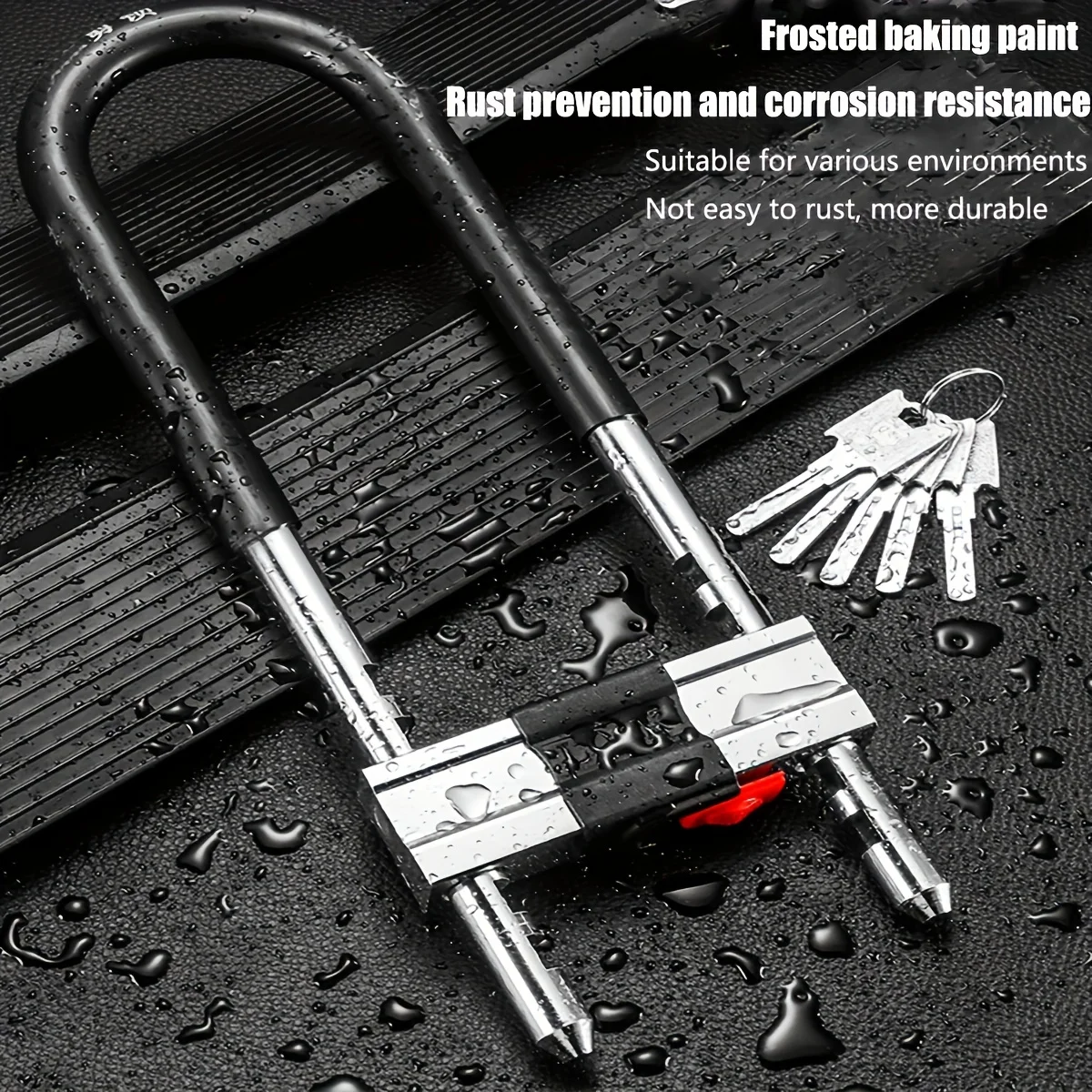 Adjustable Shackle Lock - U-Shape Shackle Lock - Bicycle Lock, fits Most pins, Ideal for Indoor and Outdoor use (Black)