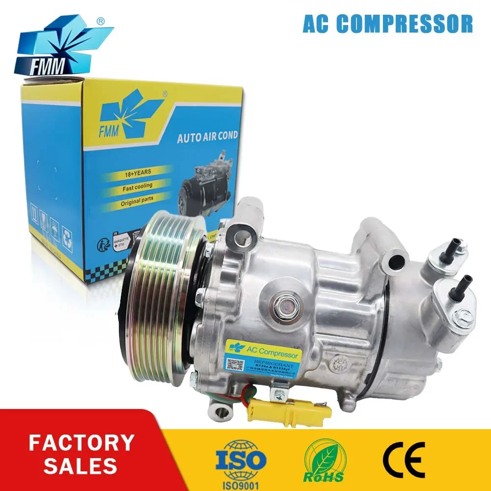 

FMM 6V12 Auto AC Compressor for Peugeot 206 307 CC 508 Citroen C2 C3 9655191580 9684480480 6453XJ 6453QG 6453QE 6453QH 1450 1908
